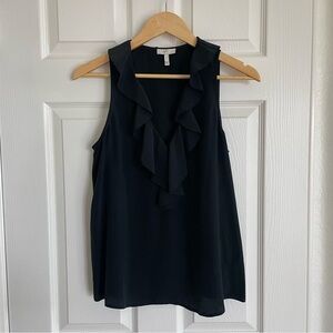 Joie Black Ruffle Silk Shirt Blouse Size Small‎